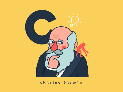 Charles Darwin australopithecus character design charles darwin darwin draw evolution science scientist thinking vector vector art
