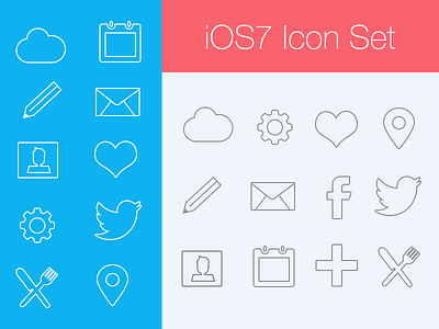 IOS7 Outlined Icon Set . app apple clean flat free icon interface ios7 ipad minimal tablet webdesign