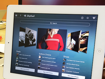 Shopdash iPad app main screen concept .