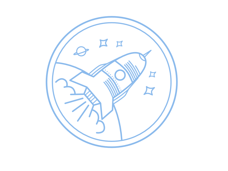 Spaceship badge (gif). badge clean flat free gif icon illustration minimal psd space spaceship star