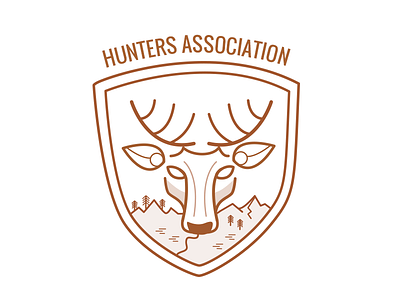 Hunter Badge . badge brown deer flat forest free hunting icon illustration logo psd reindeer