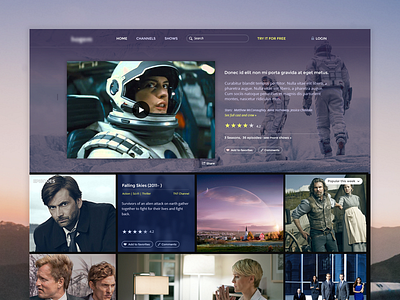 Video / Movies Website . blurred dark design homepage layout media movies netflix stream user interface webdesign website