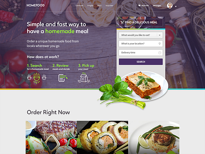 food delivery site. food free green header homepage interface landingpage layout psd site webdesign website