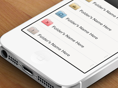 folder icons ( iOS app ) . app buttons canecom clean folder icon interface ios ipad iphone list mac photo shopping white