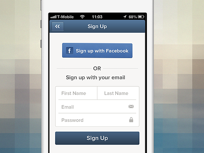 Sign up iOS . apple blue button clean design facebook form icon interface ios iphone login mac mobile osx signup white
