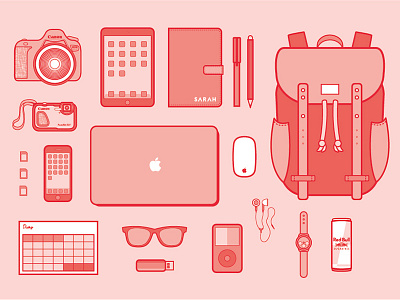 E S S E N T I A L S camera icons illustration ipad iphone ipod mac memory notebook office space usb