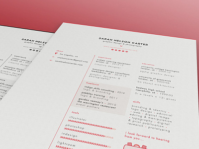 Sarah Nelson Carter | Resume 2015 creative cv design graphics illustration print resume