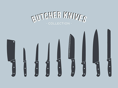 Butcher Knives Collection butcher buy chef creative design designer food foodie illustrations knives silhouette