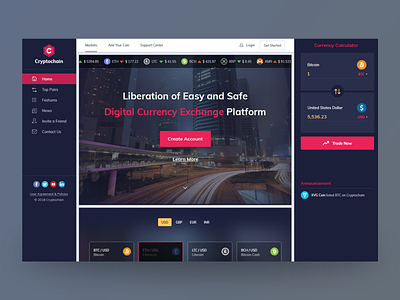 Crypto Currency - Homepage /Landing Page Concept clean ui crypto concept cryptocurrency digital currency homepage index landing page uiux ux