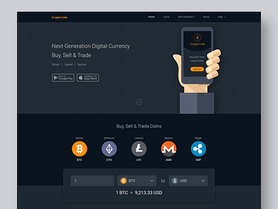 CryptoCurrency landing page design