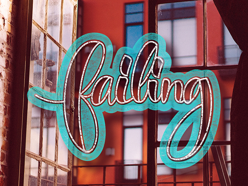 Failing stamp illustration vector lines space color texture font handmade lettering letter type