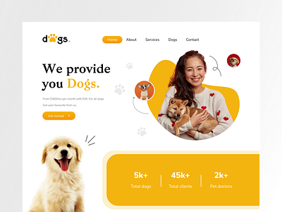 Pet adoption app app design branding design dogs ecommerce illustration landing page logo online pet petcare shop typography ui ux vector web