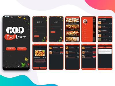 Food Loverz app design logo ui ux