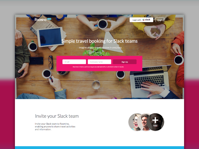 Roomino landing integrate slack