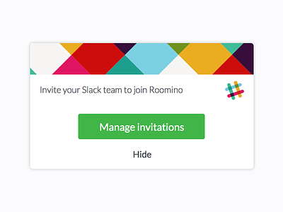 Modal to invite your Slack Team to Roomino alert app banner invite made with sketch modal roomino slack ui ux web