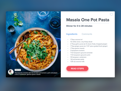 Day 009 - Recipe Card clean daily 100 daily ui malasa pasta recipe ui ui elements ux