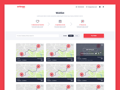 Wishlist for Urbvan clean routes ui urbvan ux web wishlist