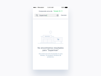 Mercadoni Retailers No Result iOS app clean ios mercadoni no result retailer ui ux