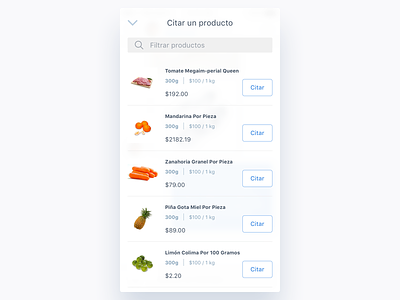 Mercadoni Chat - Quote Product (Search) iOS app clean ios list mercadoni quote product ui ux