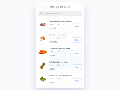 Mercadoni Chat - Quote Product (Search) iOS app clean ios list mercadoni quote product ui ux