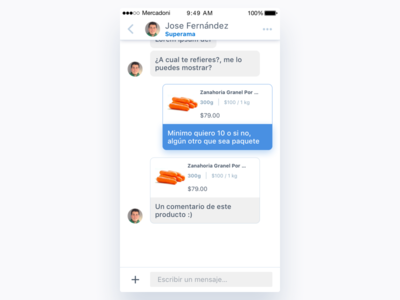 Mercadoni Chat - Qoute Product (Sent) iOS app chat clean ios mercadoni quote product ui ux