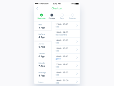 Mercadoni Checkout Schedule iOS app checkout clean ios mercadoni schedule ui ux