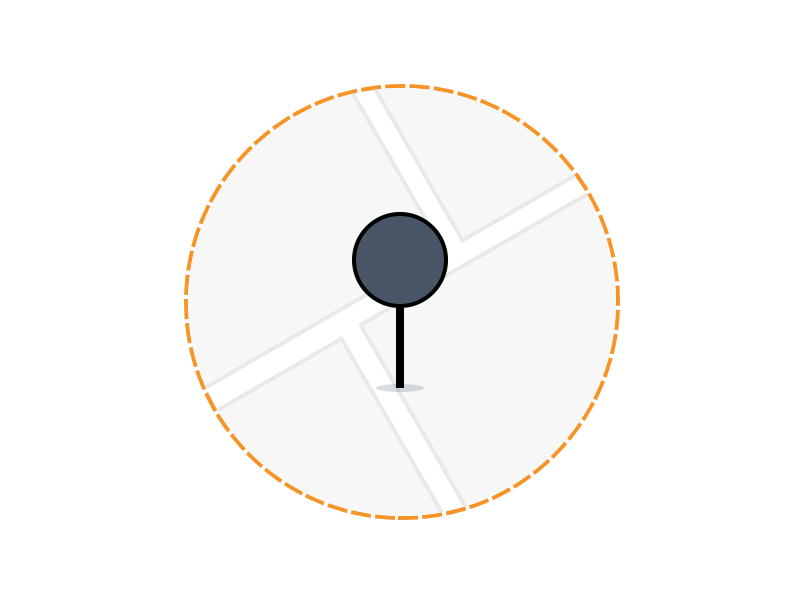 Delimited Area Mercadoni area map marker clean lines mercadoni retailer illustration