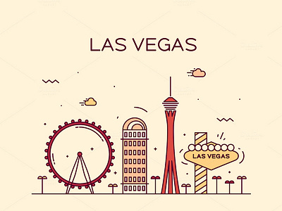 What happens in Vegas... america architecture building city illustration landmark las skyline travel usa vector vegas