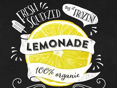 Frozen Lemonade 🍋 chalk lemon lettering made with creative market summer typography yellow