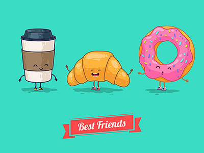 Best Friends Forever food illustrations illustrator vector