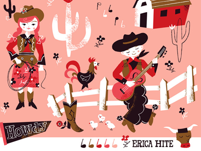 Howdy 🌵 cactus cowboy cowgirl illustration made with creative market textures western