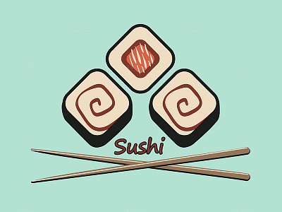 Just roll with it. illustration roll simple sushi