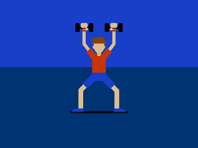 Boy in gym blue boy character crossfit dumbbells fitness flat gym shape layers sport workout