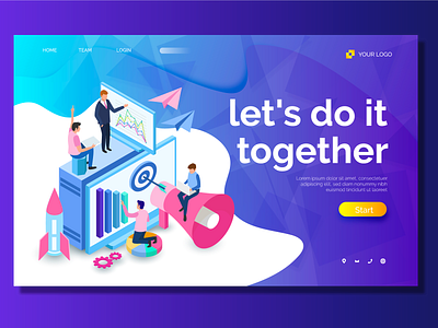 Team Work Concept Landing Web Page by TechnoBrave on Dribbble