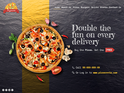 Pizzerrria Food Zone - Order Website Design food food and drink foodie foodzone logo pizza pizza logo pizza menu pizzalogo pizzazone redesign resturant resturant website ui web banner webdesign website website design