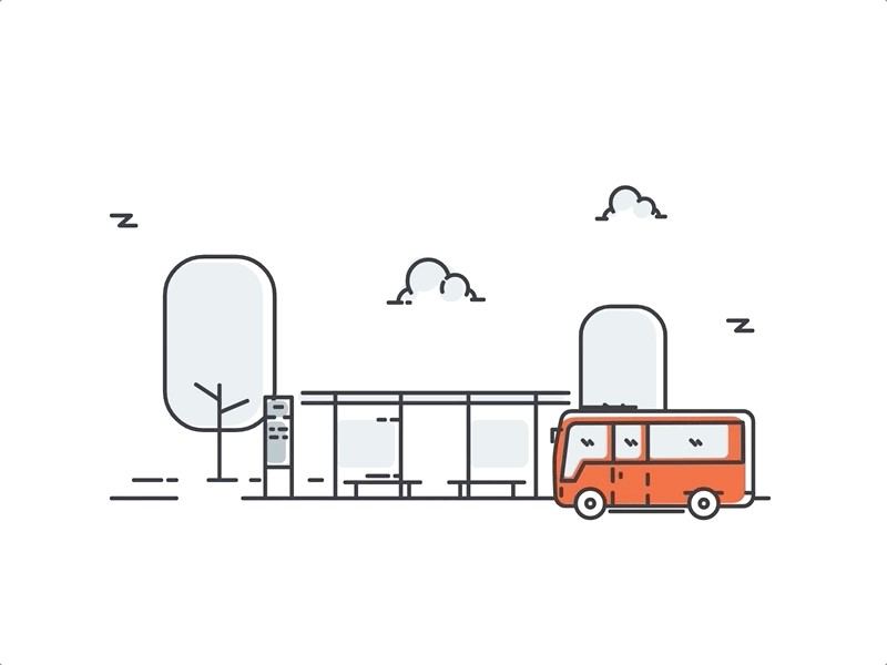 bus stop animation gif illustration lineart