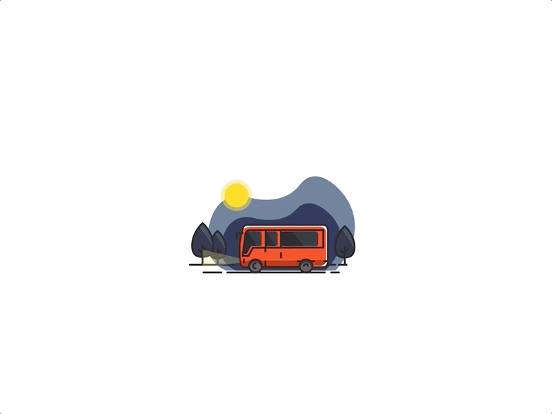 Bus at night animation gif illustration lineart