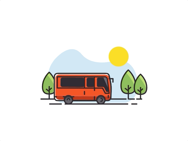 Day bus animation gif illustration lineart