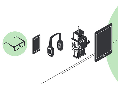 Innovation icons flat glass headphones icons innovation ipad iphone presentation robot