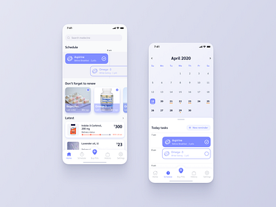 Medicine agenda app app design ios minimal shadows typography ui ux