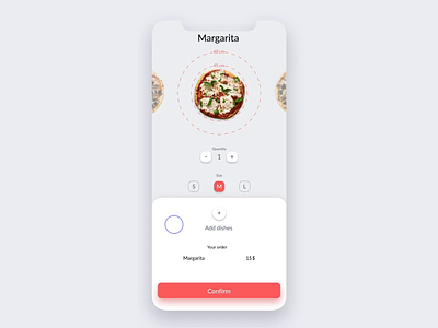 Food ordering app animation ios pizza red