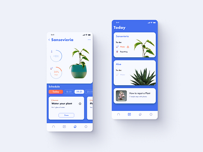 Plant IoT app app design ios minimal shadows ui ux