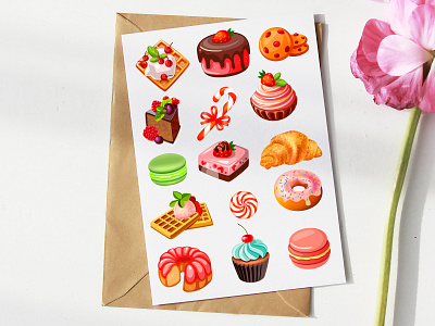 sweets stikers design illustration illustration design art web illustrator typography vector