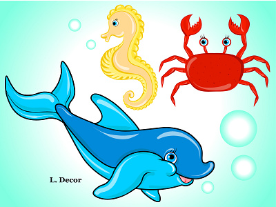 Sea animals app design illustration vector web