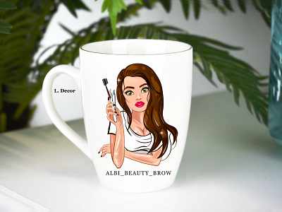 "Beauty" cup for Brow Artist animation branding design illustration illustration design art web illustrator typography vector