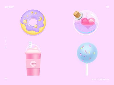 sweet icon illustration music art ui 图标 玻璃球 糖 饮料