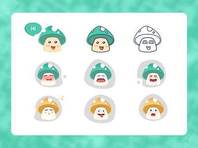 Mushroom camp branding kawaii ui 卡通形象 可爱 蘑菇 表情包