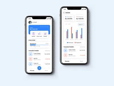 Finance App blue design e wallet finance minimalist statistic ui ux white