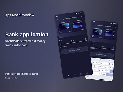 App modal window app dark theme design mobile app modal window money from card ui user interface ux web webdesign