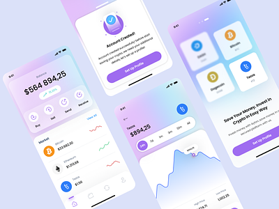 Crypto Wallet Application app appendix crypto wallet application cryptocurrency cryptocurrency wallet design illustration mobile app ui ux web webdesign мобильное приложение